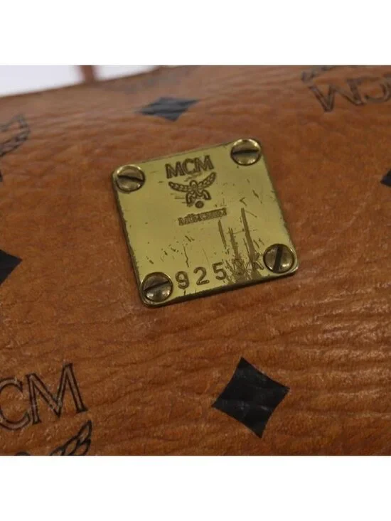 Authentic MCM Logogram Vicetos Shoulder Bag PVC Leather Brown - Picture 4 of 16